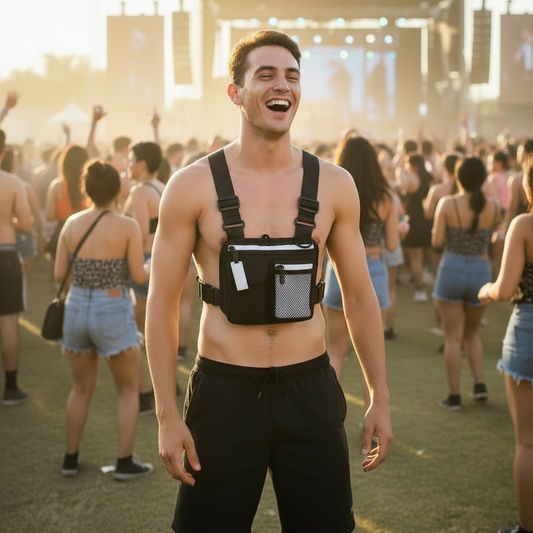 Guy at festival talking to someone off screen